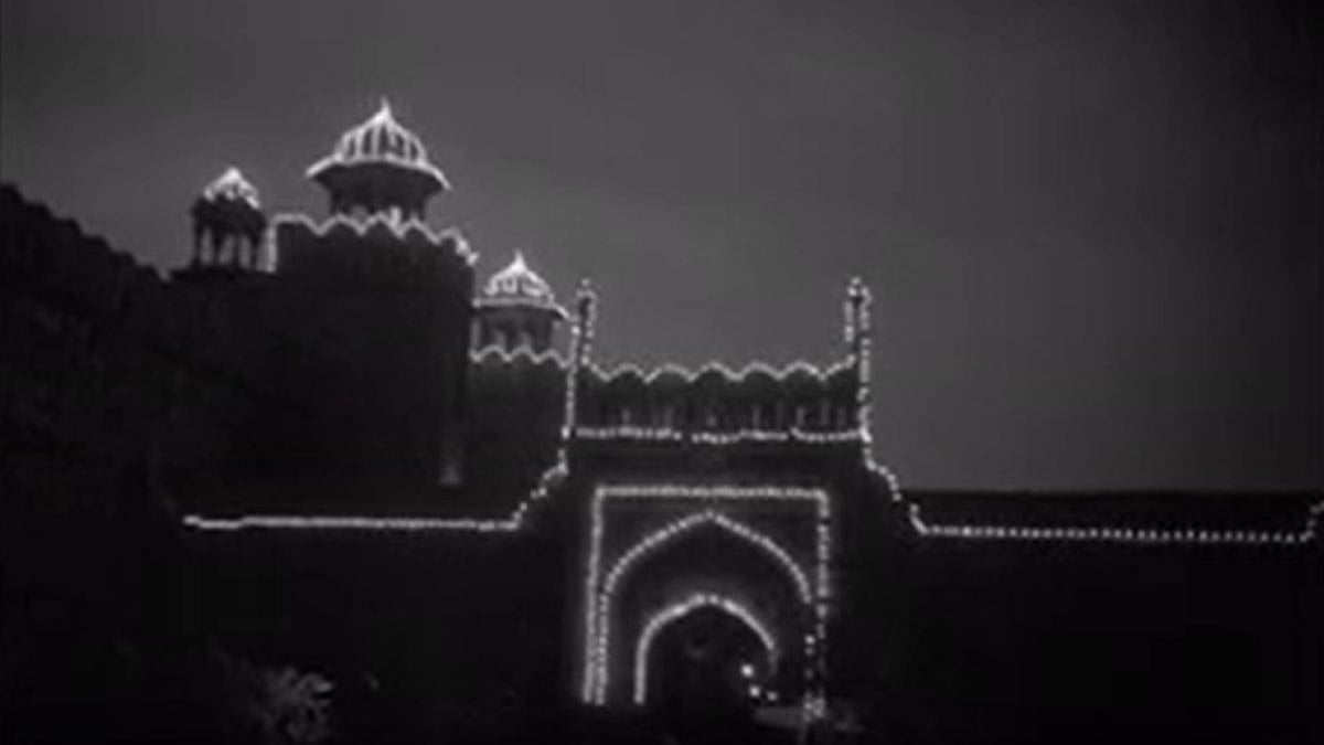 Red Fort, along with various monuments, were lit up on the occasion of 10th anniversary of Indian independence day on August 15, 1957.
